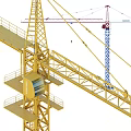 Heavy Duty Industrial Equipment Tower Cranes in Red Blue Yellow for Construction Sites