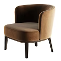 Beige Single Sofa With Curved Armrest Dark Wooden Legs Modern Minimalist Style