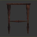 Vintage Wooden Square Table With Intricate Carved Legs And Textured Surface