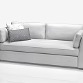 Light Gray Three Seater Sofa With Geometric Pattern And White Cushions Modern Design 3d model