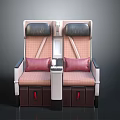 Comfortable Airplane Seats With Plaid Upholstery Headrests Armrests And Storage Compartments