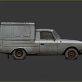 Old Silver Vintage Van With Flat Roof And Rusty Body Details