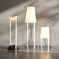 Modern Transparent Glass Floor Lamps With Cylindrical Design And White Shades