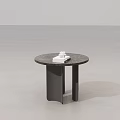 Modern Round Side Table With Dark Surface Black Legs And White Books 3d model