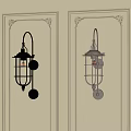 Classic Black and Silver Wall Lamps Mounted on Beige Wall With Ornate Frames Elegantly Lit