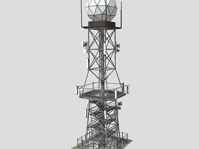 Heavy-duty Industrial Steel Tower Structure With Spherical Top Device And Metal Framework And Observation Platform 3d model