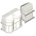 Sturdy White Containers Placed On Metal Rack For Home Storage Organization