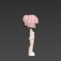 Cute Female 3D Character with Pink Twin Tails Blue Eyes White Bikini and White Shoes