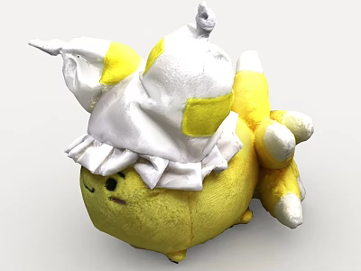 Yellow Plush Toy With White Hat And Yellow Accents Ruffle Details 3d model