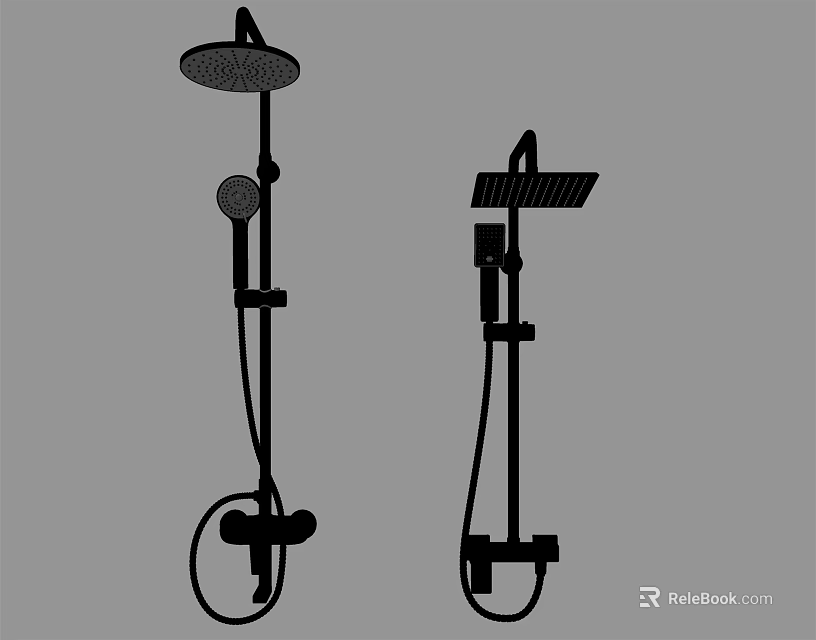 Modern Shower Head Systems With Overhead And Handheld Spray Designs For Bathroom 3d model 