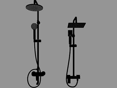 Modern Shower Head Systems With Overhead And Handheld Spray Designs For Bathroom 3d model