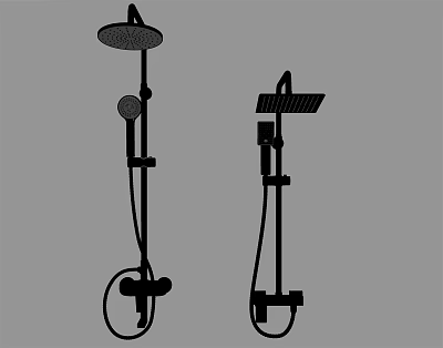Modern Shower Head Systems With Overhead And Handheld Spray Designs For Bathroom 3d model