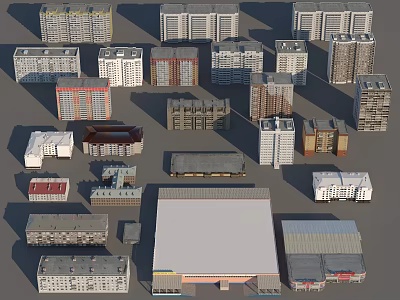 Diverse Building Models Collection Showcasing Residential Commercial And Industrial Architectural Structures 3d model