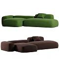 Green and Brown Modular Sectional Sofa with Comfortable Cushions Modern Design 3d model