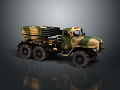 Modern Military Vehicle Rocket Launcher Rocket Car Sherman Rocket Launcher 3d model