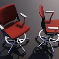 Red Bar Stools with Armrests and Wheeled Base Modern Functional Design