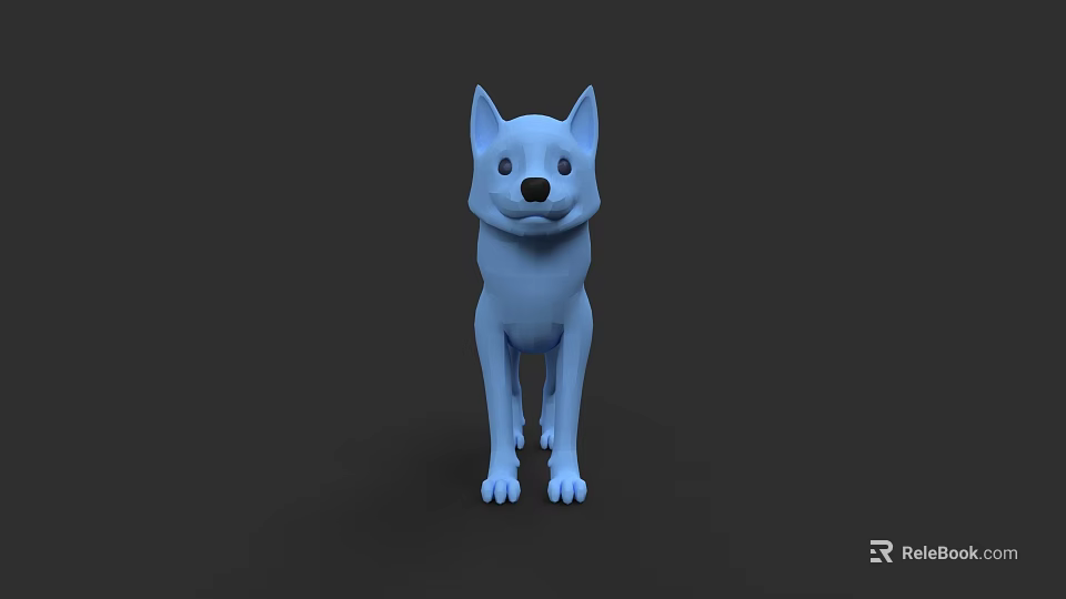 Blue Low Poly Dog 3D Model with Simple Digital Stylized Design 3d model 