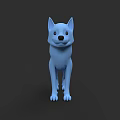 Blue Low Poly Dog 3D Model with Simple Digital Stylized Design