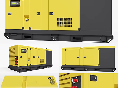 Yellow Diesel Generator with Control Panel and Silent Operation Design Features 3d model