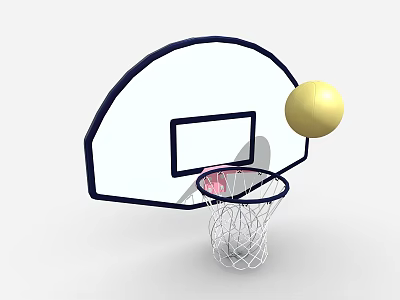 Outdoor Basketball Sports Equipment With Hoop Net And Yellow Ball 3d model