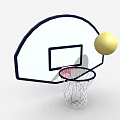 Outdoor Basketball Sports Equipment With Hoop Net And Yellow Ball