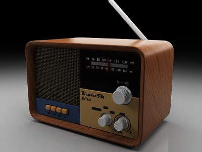 Vintage Black Decker Radio With Wooden Case Tuning Dial Knobs And Antenna 3d model