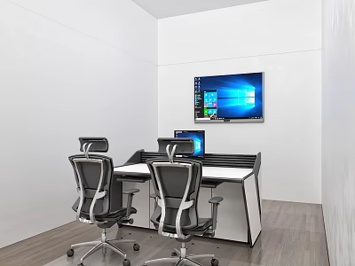 Security Control Room Interior Design With Large Monitor Screens Modern Control Desk And Ergonomic Chairs 3d model