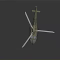 Military Green Helicopter 3D Model with Rotor System and Cockpit for Aerospace Research