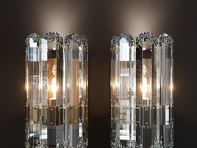 Transparent Crystal Cut Design Wall Lamps Illuminated Pair for Home Decor Lighting 3d model