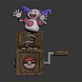 Plush Doll Purple Ears Pink Body Smiling Face Popping From Wooden Box Crank Handle Spring