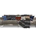 Modern Gray Two Seater Sofa With Assorted Decorative Pillows And Cozy Throw Blanket 3d model
