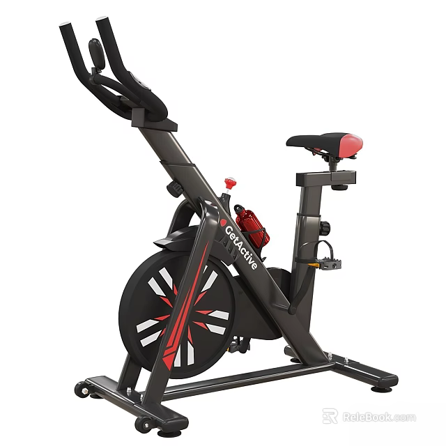 Black And Red Stationary Exercise Bike With Modern Design For Home Gym Fitness 3d model 
