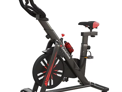 Black And Red Stationary Exercise Bike With Modern Design For Home Gym Fitness 3d model