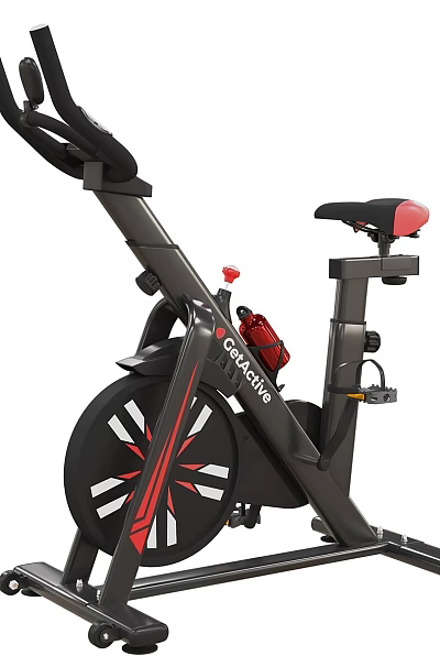 Black And Red Stationary Exercise Bike With Modern Design For Home Gym Fitness 3d model
