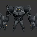 Futuristic Sci Fi Robot With Metallic Armor Mechanical Arms And Glowing Eyes