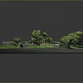 Ancient Architecture Ruins Model With Grassy Area Green Trees And Stone Structures 3d model
