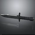 Tactical Military Dagger With Sharp Serrated Blade And Black Handle Grip