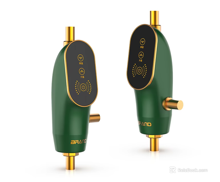 SPULD Green Daily Electrical Appliances With Gold Accents And Control Buttons 3d model 
