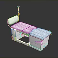 White Medical Examination Table with Adjustable Headrest IV Stand and Storage Compartments