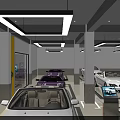 Modern Indoor Parking Garage Featuring Cars Yellow Walls White Lighting And Reflective Clean Floors