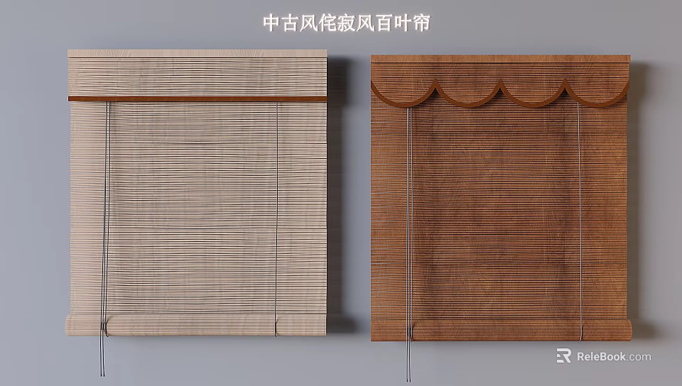 Classic Mid-Century Wabi-Sabi Venetian Blinds Featuring Natural Texture For Interior Design 3d model 