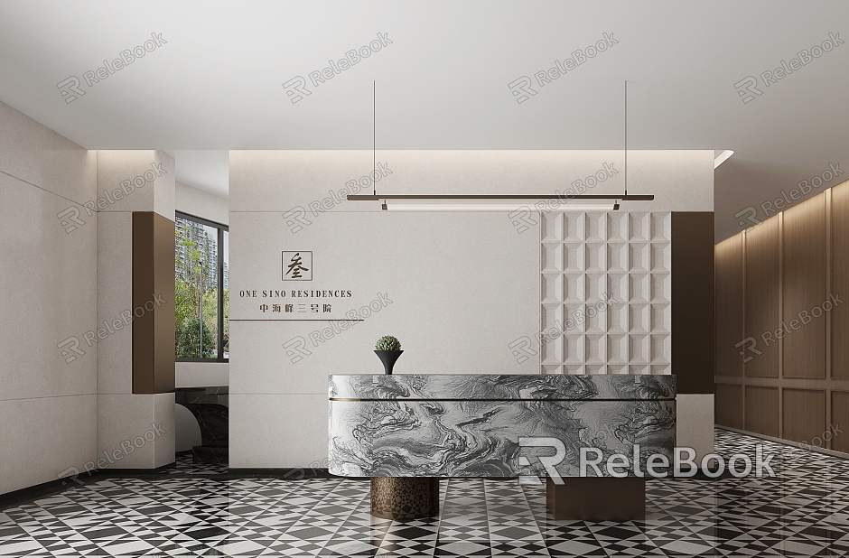 Modern Front Desk Lobby Reception Desk model