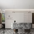 Modern Front Desk Lobby Reception Desk 3d model