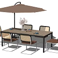 Modern Outdoor Table and Chair Rattan Outdoor Table and Chair Combination Sunshade 3d model