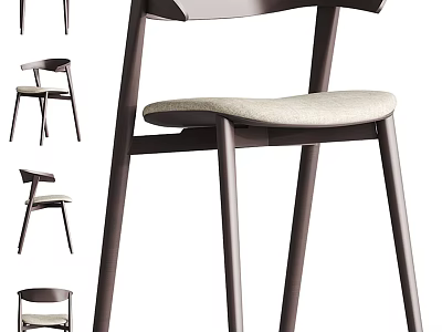 Modern Dining Chair With Wooden Frame And Upholstered Seat In Sleek Design 3d model