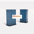 Two Blue Vintage Decorative Cabinets With Textured Surface And Metal Handles