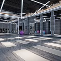 Modern Gym Interior For Fitness With Diverse Equipment And Lighting