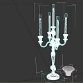 Black Metal Candelabra With Five Purple Candles And Decorative Base