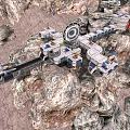 Sci Fi Space Base Facility On Rocky Terrain With Modular Structures And Circular Equipment 3d model