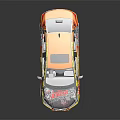 Yellow Custom Sedan With Vibrant Graffiti Artwork And Sporty Alloy Wheels